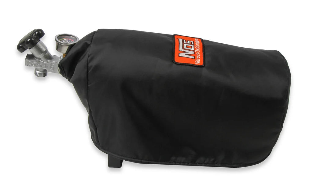 NOS/Nitrous Oxide System 7" Diameter Black Bottle Blanket with Velcro Closure. For 10 lb Nitrous Bottles. 14165BNOS - Side...