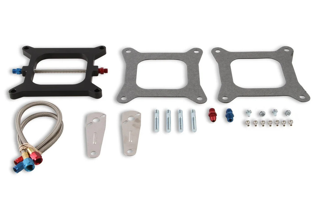NOS/Nitrous Oxide System Big Shot Injector Plate w/Jets & Plumbing, Holley Square Bore, V8 12510NOS - Side View