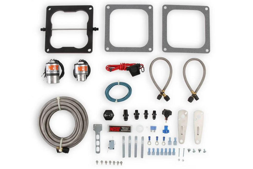 NOS/Nitrous Oxide System Fits Holley 4150 and Carter AFB (late), 190-300 HP, includes Black 10 lb Bottle 02101BNOS - Side ...