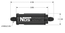 Load image into Gallery viewer, NOS/Nitrous Oxide System High pressure nitrous filter, -4AN x -4AN in-line billet aluminum (140 micron) 15551NOS - Side View