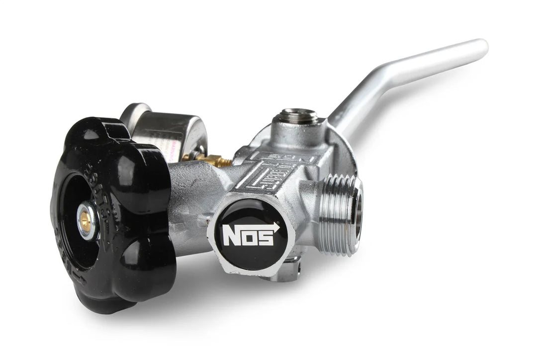 NOS/Nitrous Oxide System NOS 10 lb. Bottle Super Hi-Flow Valve Assembly with Siphon Tube and Black Gauge 16137ABNOS - Inst...
