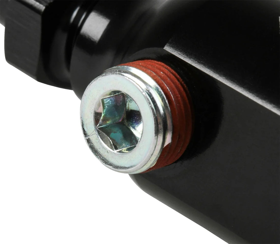 NOS/Nitrous Oxide System NOS Late Model Billet Fuel Line Adapter - Fits 3/8" Fuel Rail 17002NOS - Side View