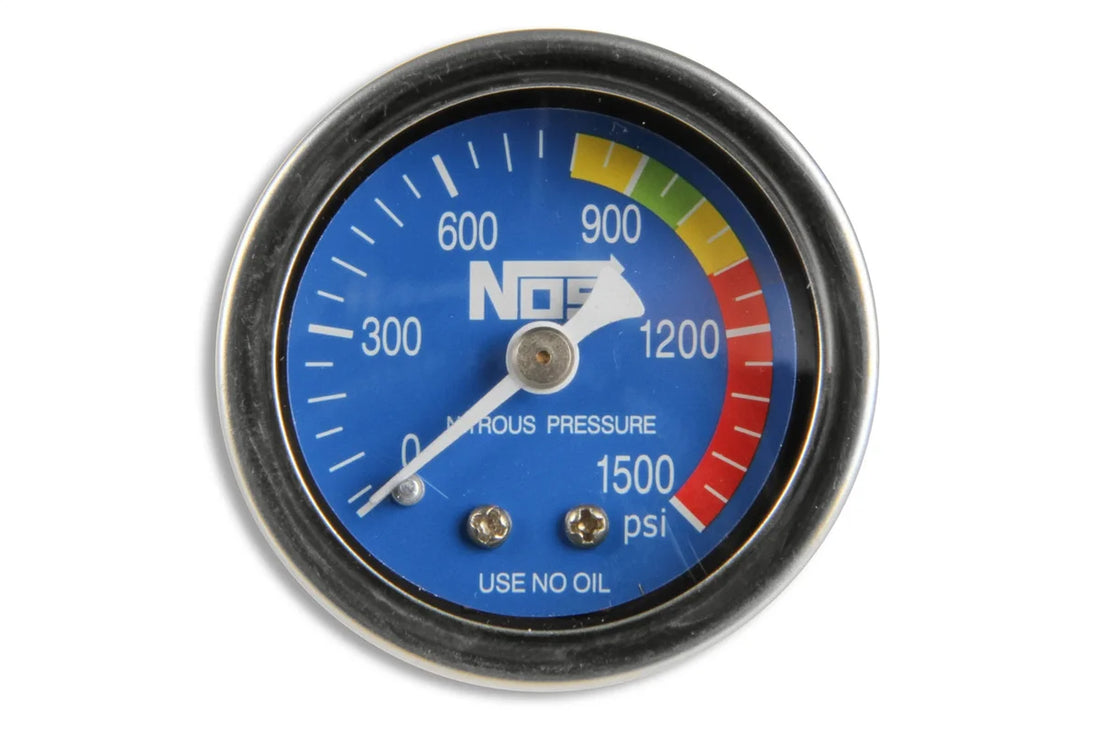 NOS/Nitrous Oxide System NOS Nitrous Gauge, Blue, 1-1/2", w/ -4AN adapter 15920NOS - Side View