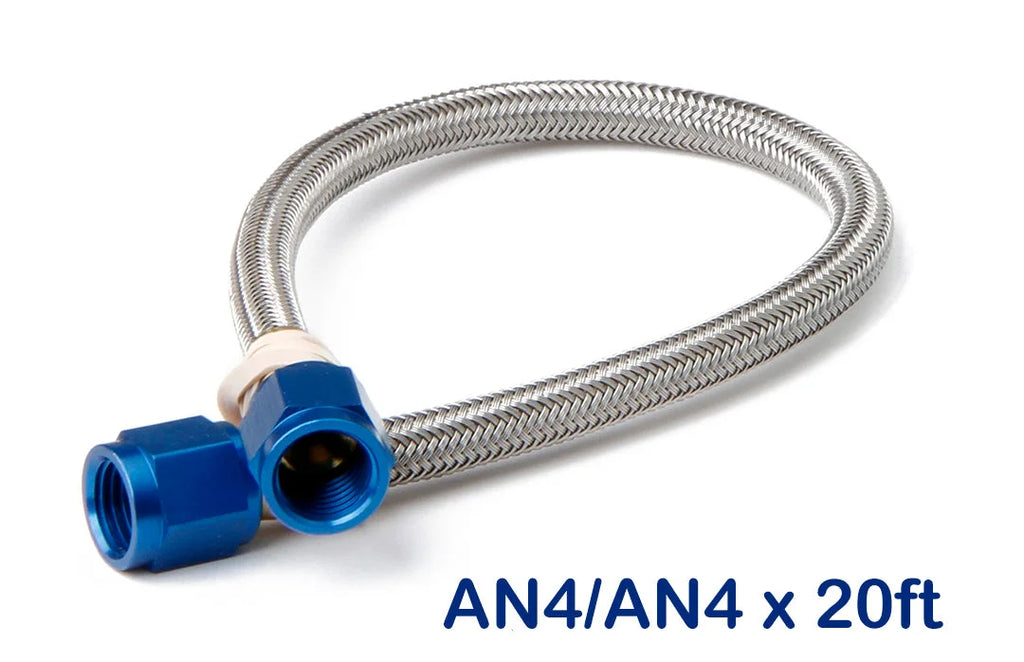 NOS/Nitrous Oxide System NOS Stainless Steel Braided Hose -4AN 20-foot Blue