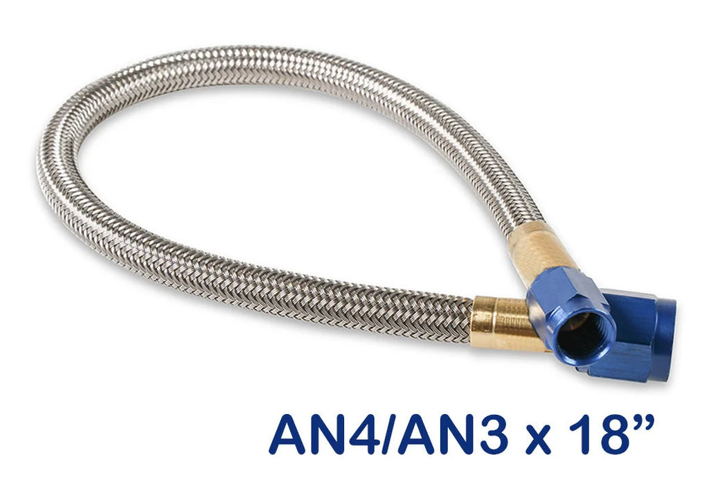 NOS/Nitrous Oxide System NOS Stainless Steel Braided Hose -4AN to -3AN 18" Blue