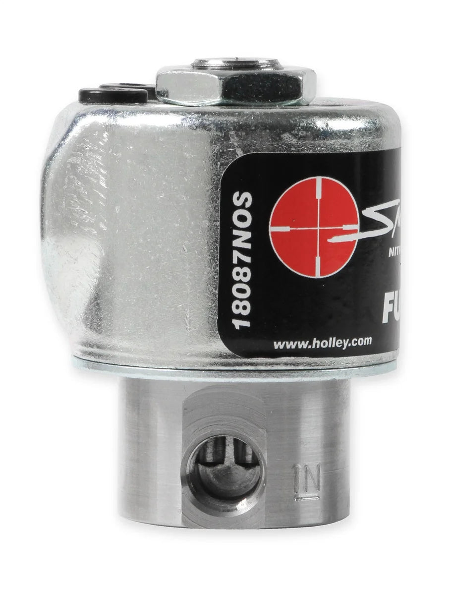 NOS/Nitrous Oxide System Sniper Fuel Solenoid with a large body and increased power capacity 18087NOS - Installation View
