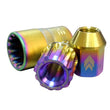 Load image into Gallery viewer, NRG 200 Series M12 X 1.5 Titanium Lug Nut Set - 21 Pc w/Lock Key Socket - Neochrome - Side View
