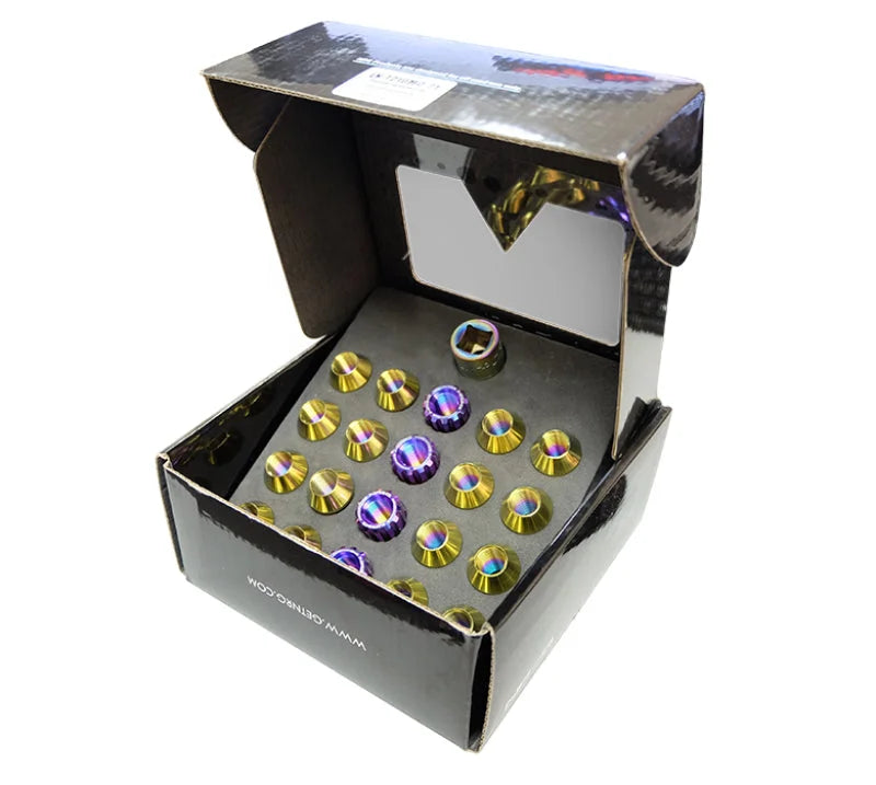 NRG 200 Series M12 X 1.5 Titanium Lug Nut Set - 21 Pc w/Lock Key Socket - Neochrome - Additional View 5