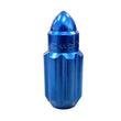Load image into Gallery viewer, NRG 500 Series M12 X 1.5 Bullet Shape Steel Lug Nut Set - 21 Pc w/Lock Key - Blue - Side View