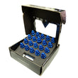 Load image into Gallery viewer, NRG 500 Series M12 X 1.5 Bullet Shape Steel Lug Nut Set - 21 Pc w/Lock Key - Blue - Back View