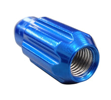 Load image into Gallery viewer, NRG 500 Series M12 X 1.5 Bullet Shape Steel Lug Nut Set - 21 Pc w/Lock Key - Blue - Installation View