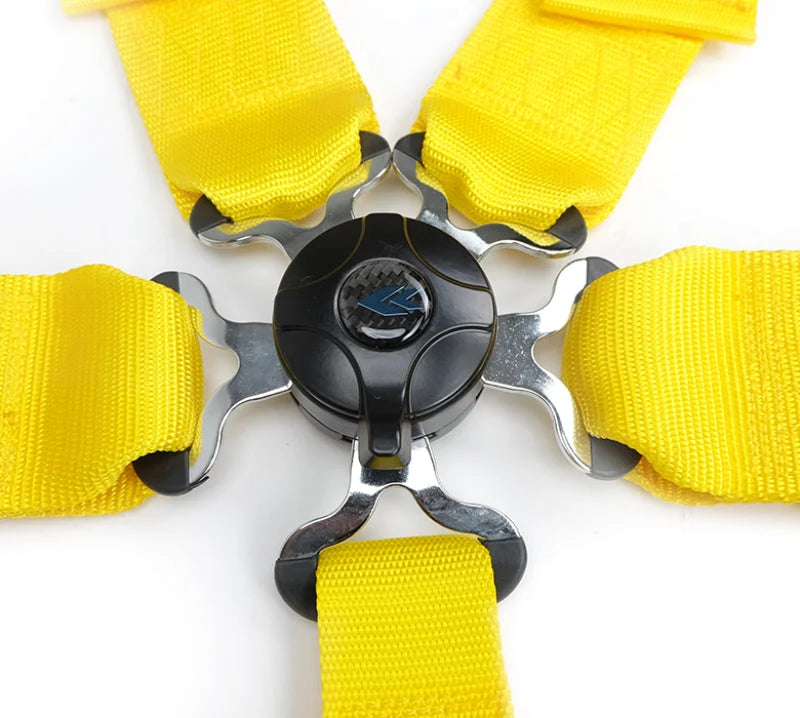 NRG 5PT 3in. Seat Belt Harness / Cam Lock - Yellow - Back View