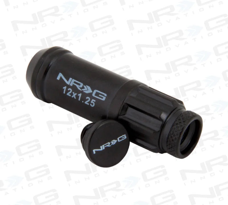 NRG 700 Series M12 X 1.25 Steel Lug Nut w/Dust Cap Cover Set 21 Pc w/Locks & Lock Socket - Black - Additional View 5