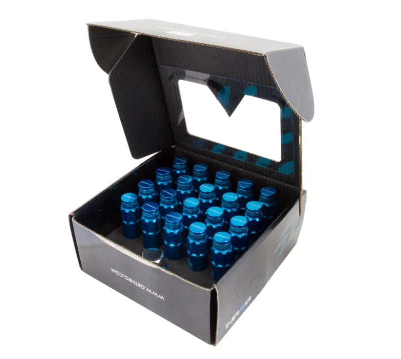 NRG 700 Series M12 X 1.25 Steel Lug Nut w/Dust Cap Cover Set 21 Pc w/Locks & Lock Socket - Blue - Additional View 5