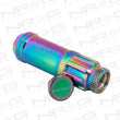 Load image into Gallery viewer, NRG 700 Series M12 X 1.25 Steel Lug Nut w/Dust Cap Cover Set 21 Pc w/Locks &amp; Lock Socket - Neochrome - Back View