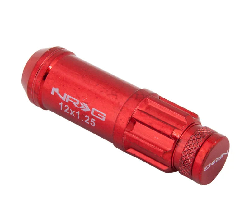 NRG 700 Series M12 X 1.25 Steel Lug Nut w/Dust Cap Cover Set 21 Pc w/Locks & Lock Socket - Red - Additional View 5