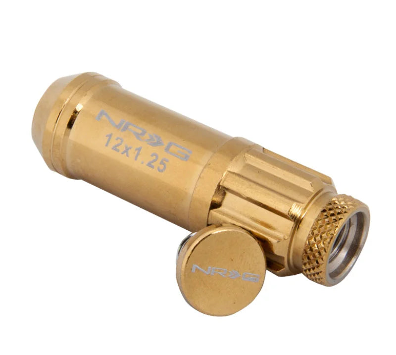 NRG 700 Series M12 X 1.25 Steel Lug Nut w/Dust Cap Cover Set 21 Pc w/Locks & Socket - Chrome Gold - Additional View 5