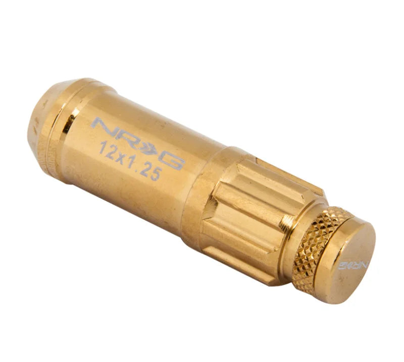 NRG 700 Series M12 X 1.25 Steel Lug Nut w/Dust Cap Cover Set 21 Pc w/Locks & Socket - Chrome Gold - Additional View 6