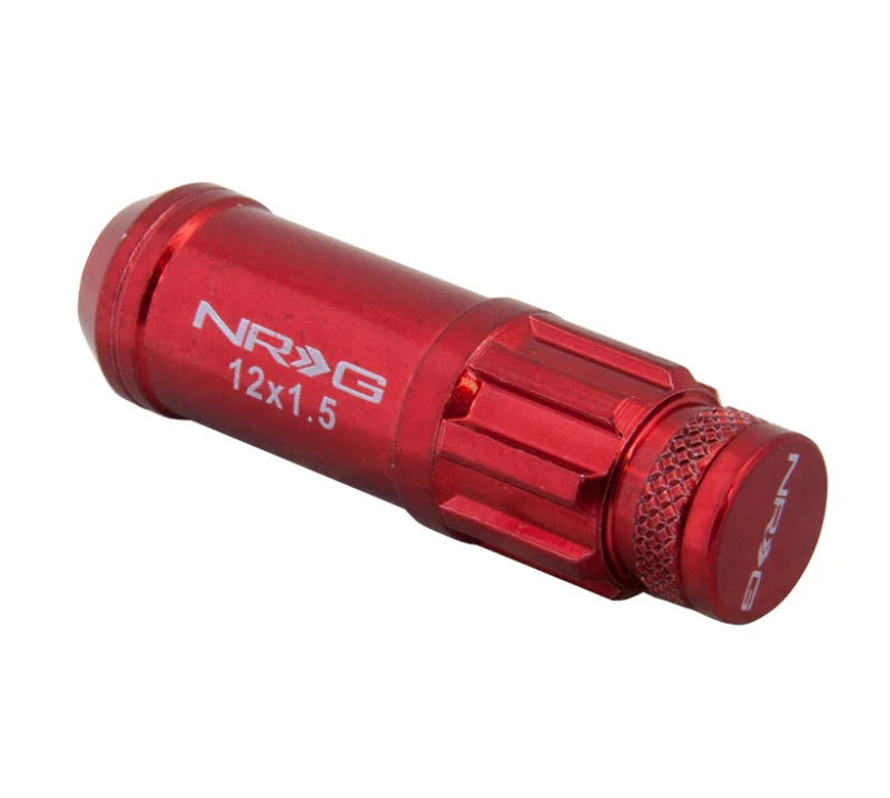 NRG 700 Series M12 X 1.5 Steel Lug Nut w/Dust Cap Cover Set 21 Pc w/Locks & Lock Socket - Red - Additional View 5