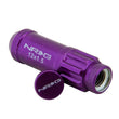 Load image into Gallery viewer, NRG 700 Series M12 X 1.5 Steel Lug Nut w/Dust Cap Cover Set 21 Pc w/Locks &amp; Lock Socket - Purple - Installation View