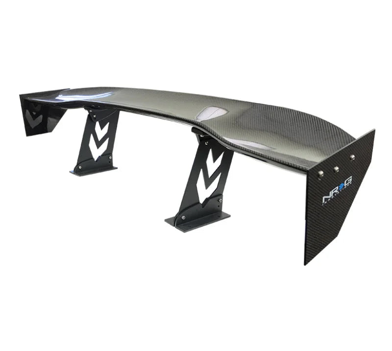 NRG Carbon Fiber Spoiler - Universal (59in.) NRG Logo Large End Plates - Back View