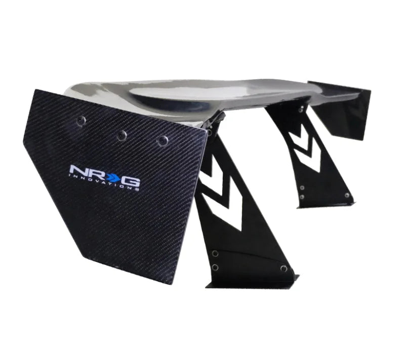 NRG Carbon Fiber Spoiler - Universal (69in.) w/NRG Logo / Stand Cut Out / Large Side Plate - Back View
