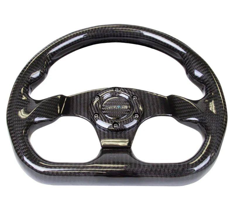 NRG Carbon Fiber Steering Wheel (320mm) Flat Bottom w/Shiny Black Carbon - Installation View