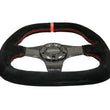 Load image into Gallery viewer, NRG Carbon Fiber Steering Wheel (320mm) Flat Btm. Blk Suede/Red Stitch w/CF Spokes &amp; Red Center Mark - Detail View