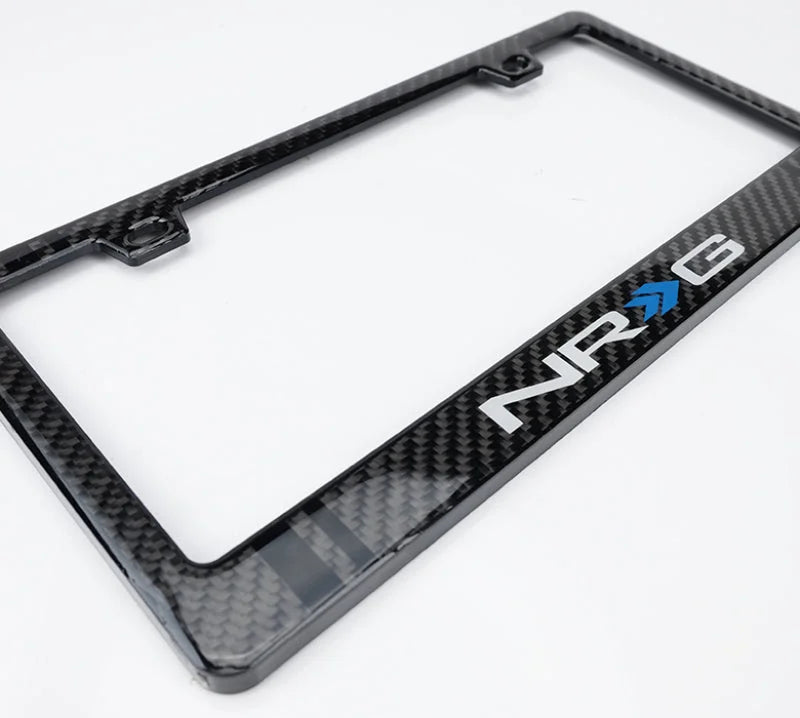 NRG Carbon License Plate Frame/ Fiber Poly Dip Finish Wet w/ NRG Logo - Side View