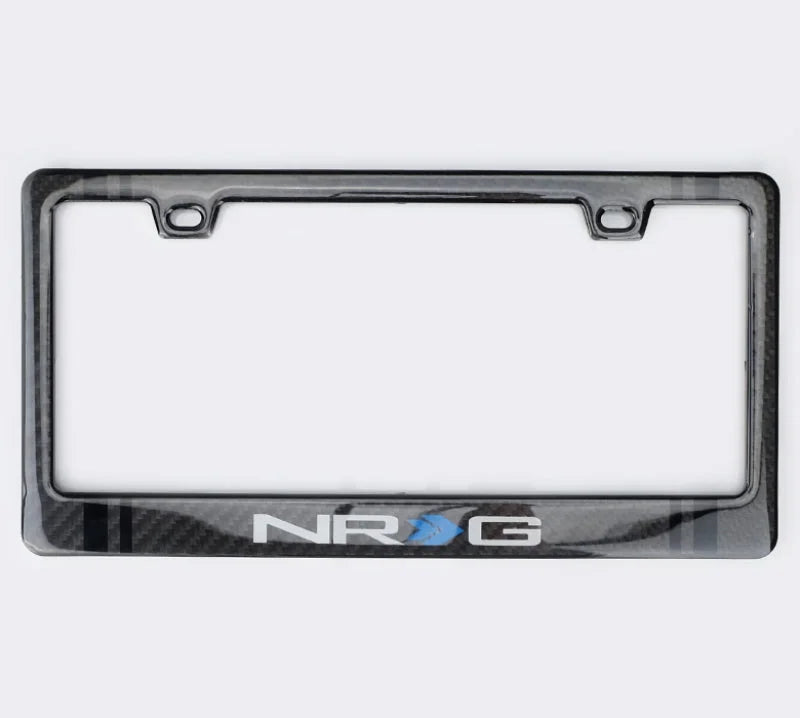 NRG Carbon License Plate Frame/ Fiber Poly Dip Finish Wet w/ NRG Logo - Detail View
