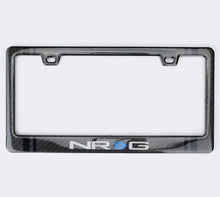 Load image into Gallery viewer, NRG Carbon License Plate Frame/ Fiber Poly Dip Finish Wet w/ NRG Logo - Detail View