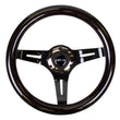 Load image into Gallery viewer, NRG Classic Wood Grain Steering Wheel (310mm) Black w/Black Chrome 3-Spoke Center - Side View
