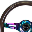 Load image into Gallery viewer, NRG Classic Wood Grain Steering Wheel (310mm) Black w/Neochrome 3-Spoke Center - Main Product View