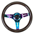 Load image into Gallery viewer, NRG Classic Wood Grain Steering Wheel (310mm) Black w/Neochrome 3-Spoke Center - Side View
