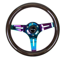 Load image into Gallery viewer, NRG Classic Wood Grain Steering Wheel (310mm) Black w/Neochrome 3-Spoke Center - Side View