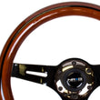 Load image into Gallery viewer, NRG Classic Wood Grain Steering Wheel (310mm) Dark Wood &amp; Black Line Inlay w/Blk Chrome 3-Spoke Ctr. - Side View