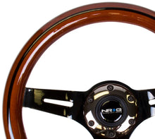 Load image into Gallery viewer, NRG Classic Wood Grain Steering Wheel (310mm) Dark Wood &amp; Black Line Inlay w/Blk Chrome 3-Spoke Ctr. - Side View