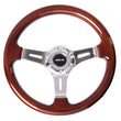 Load image into Gallery viewer, NRG Classic Wood Grain Steering Wheel (330mm) Wood Grain w/Chrome 3-Spoke Center - Main Product View