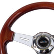 Load image into Gallery viewer, NRG Classic Wood Grain Steering Wheel (330mm) Wood Grain w/Chrome 3-Spoke Center - Detail View