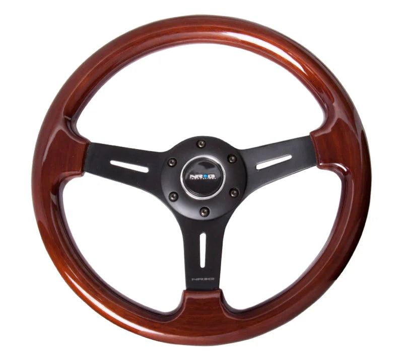 NRG Classic Wood Grain Steering Wheel (330mm) Wood Grain w/Matte Black 3-Spoke Center - Main Product View