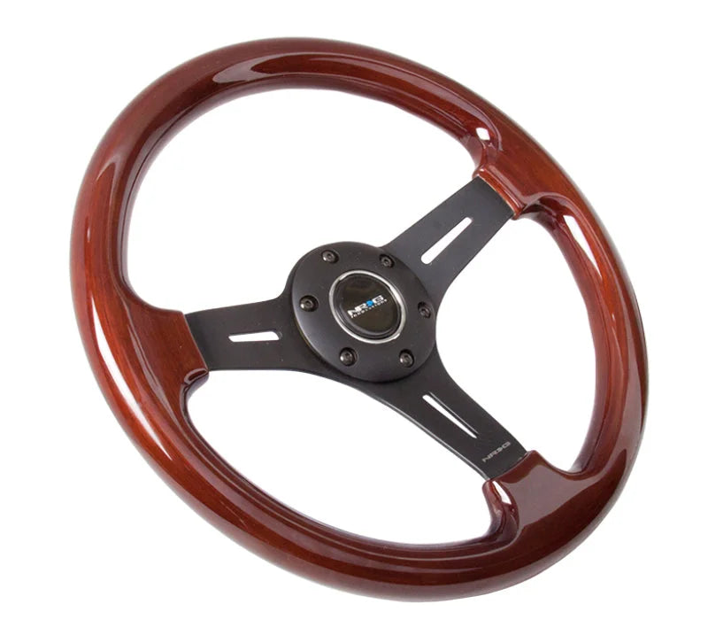 NRG Classic Wood Grain Steering Wheel (330mm) Wood Grain w/Matte Black 3-Spoke Center - Side View