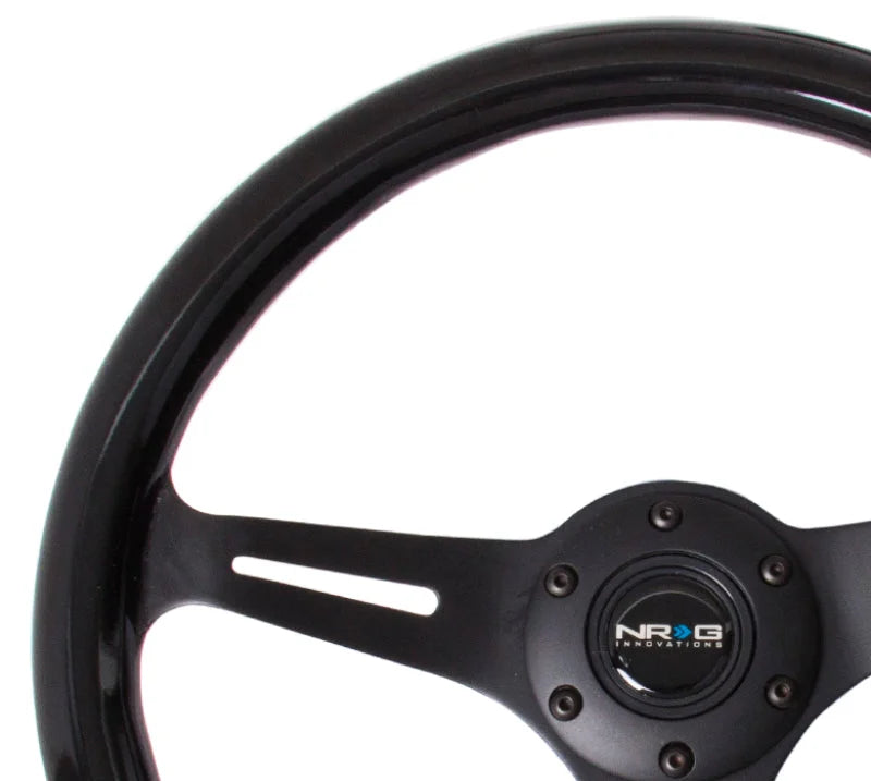 NRG Classic Wood Grain Steering Wheel (350mm) Black Paint Grip w/Black 3-Spoke Center - Main Product View