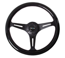 Load image into Gallery viewer, NRG Classic Wood Grain Steering Wheel (350mm) Black Paint Grip w/Black 3-Spoke Center - Side View