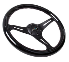 Load image into Gallery viewer, NRG Classic Wood Grain Steering Wheel (350mm) Black Paint Grip w/Black 3-Spoke Center - Detail View