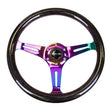 Load image into Gallery viewer, NRG Classic Wood Grain Steering Wheel (350mm) Black Sparkle/Galaxy Color w/Neochrome 3-Spoke - Detail View