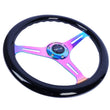 Load image into Gallery viewer, NRG Classic Wood Grain Steering Wheel (350mm) Black Paint Grip w/Neochrome 3-Spoke Center - Detail View