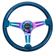 Load image into Gallery viewer, NRG Classic Wood Grain Steering Wheel (350mm) Blue Pearl/Flake Paint w/Neochrome 3-Spoke Center - Main Product View