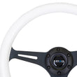 Load image into Gallery viewer, NRG Classic Wood Grain Steering Wheel (350mm) Glow-N-The-Dark Green Grip w/Black 3-Spoke Center - Back View