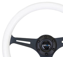 Load image into Gallery viewer, NRG Classic Wood Grain Steering Wheel (350mm) Glow-N-The-Dark Green Grip w/Black 3-Spoke Center - Back View