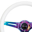 Load image into Gallery viewer, NRG Classic Wood Grain Steering Wheel (350mm) Glow-N-The-Dark Green Grip w/Neochrome 3-Spoke Center - Main Product View